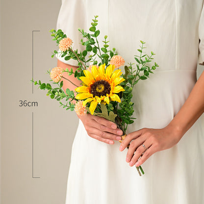 Charming Single Stem Sunflower Bouquet - Perfect for Photoshoots, Home Décor, and Seasonal Celebrations - Realistic Faux Flowers for Living Room Arrangements