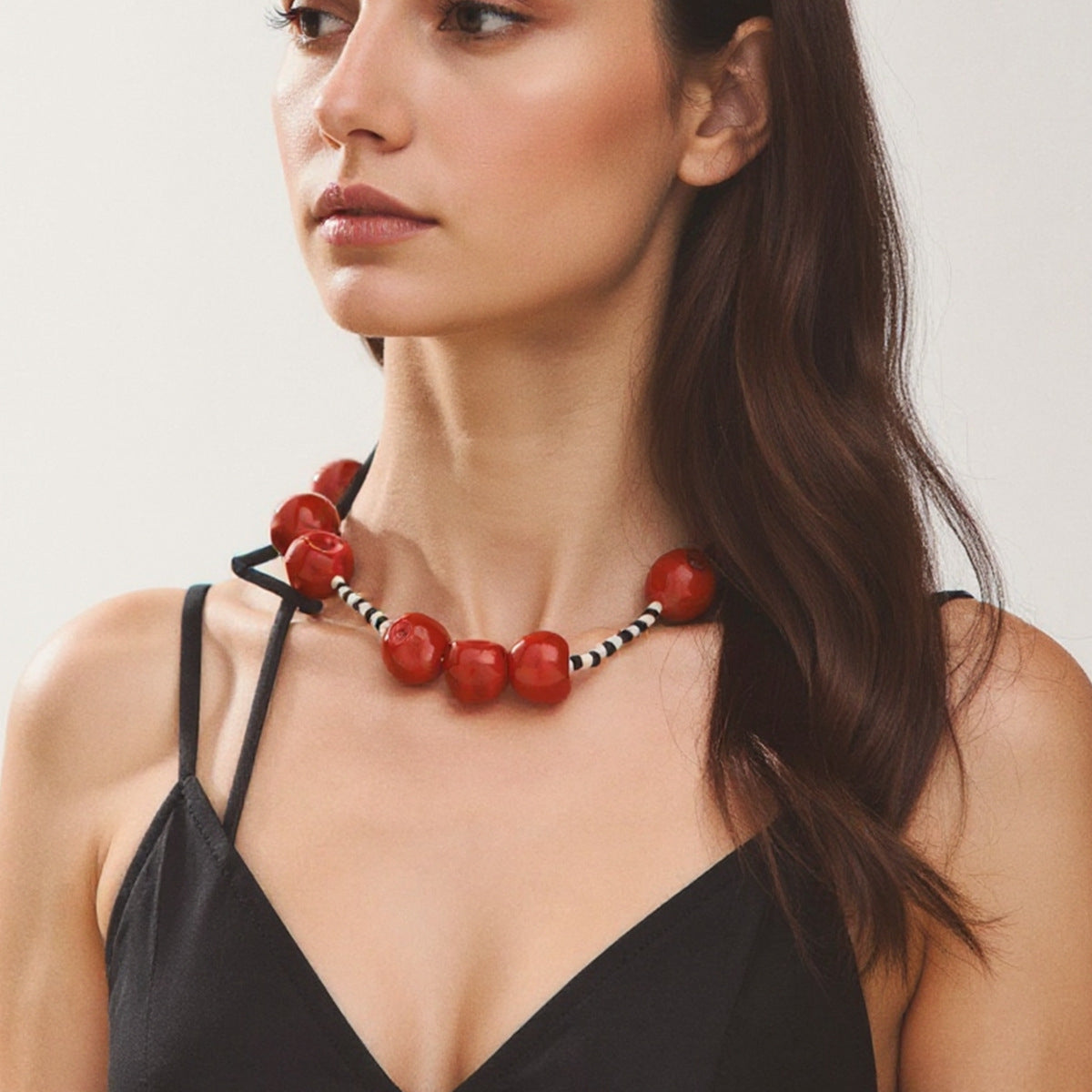 Elegant Minimalist Resin Cherry and Bead Necklace for Women - Versatile, Unique, and  Quality Fashion Accessory