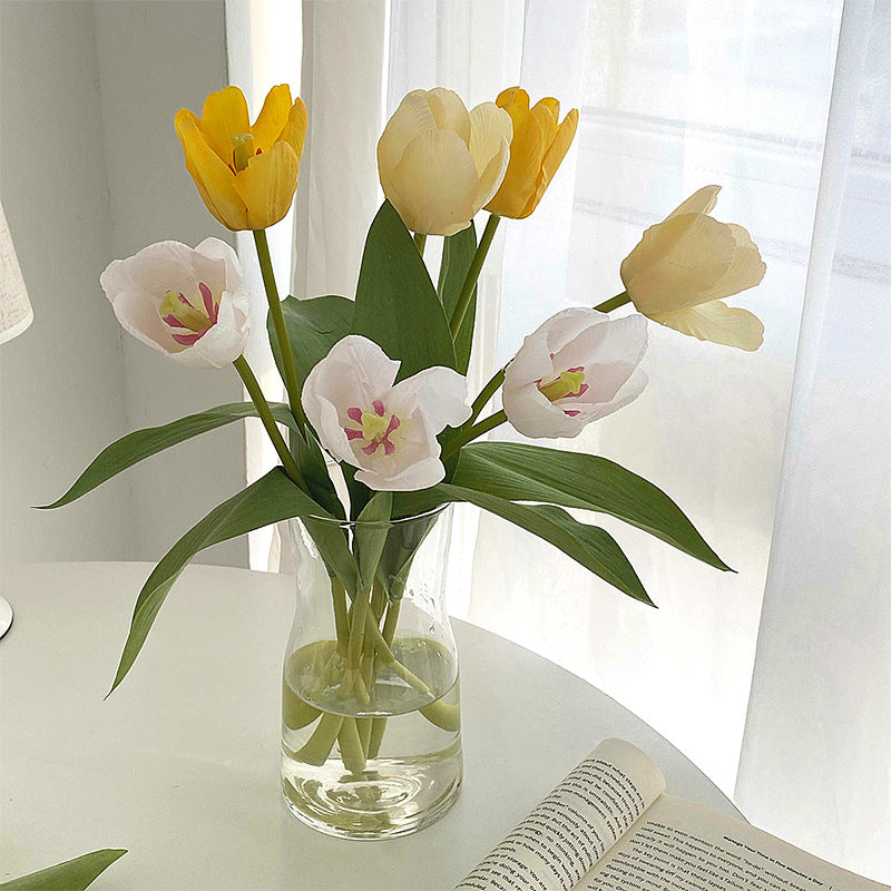 Luxurious Touch Sensation Moisturizing Tulip Faux Flowers - Elegant Home Living Room Décor, Perfect for Photography Props and Lasting Decoration