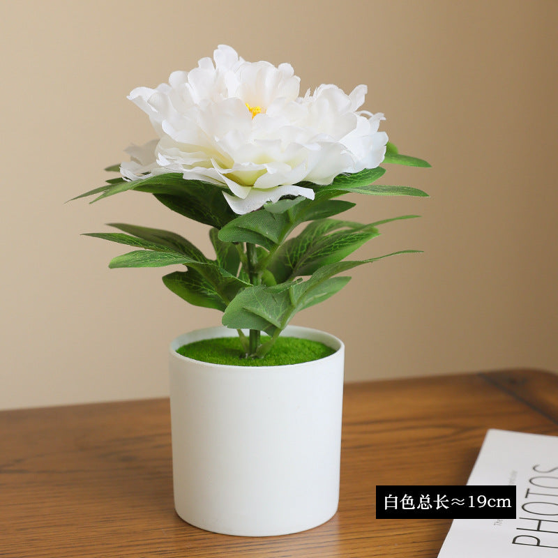 Realistic Faux Peony and Herbaceous Peony Potted Plant - Charming Home Décor for Dining Tables and Living Spaces, Lifelike Artificial Flower Arrangement