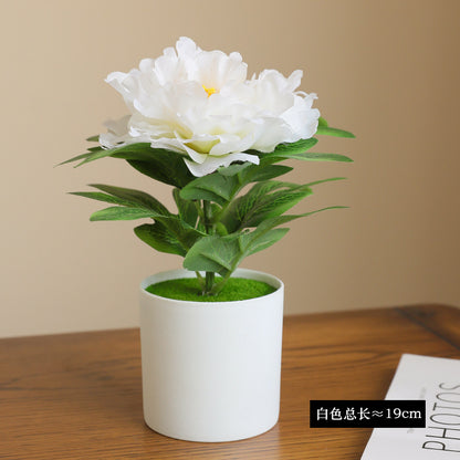 Realistic Faux Peony and Herbaceous Peony Potted Plant - Charming Home Décor for Dining Tables and Living Spaces, Lifelike Artificial Flower Arrangement