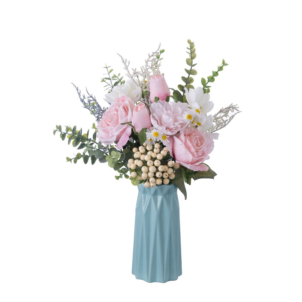 Whispering Valley Faux Flower Bouquet - Realistic Artificial Roses for Home Decor, Wall Accents, and Elegant Handheld Arrangements - Perfect for Weddings and Events - Model CF01459