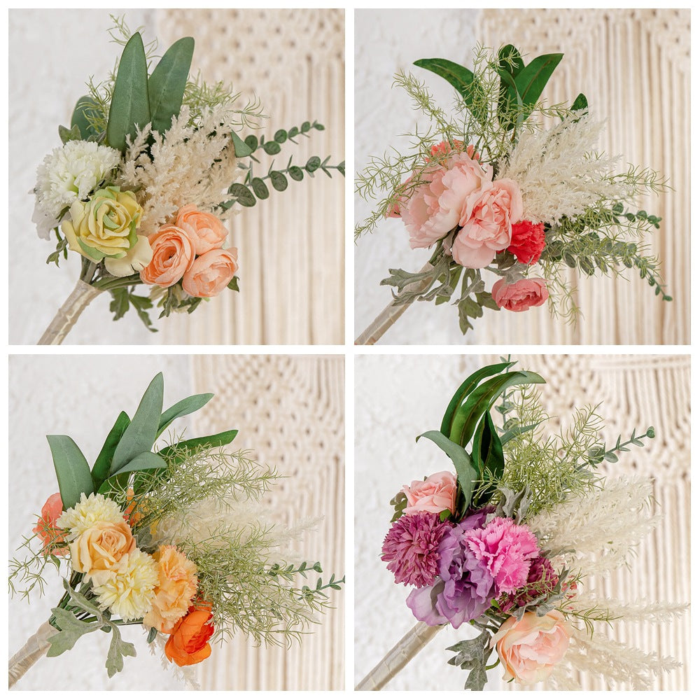 Elegant Handheld Flower Bouquet for Brides - Realistic Faux Floral Greenery for Wedding Decor - INSMW99324