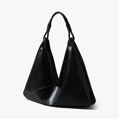 Korean Inspired Genuine Leather Tote Bag Minimalist Handbag for Commuting Versatile Shoulder and Handheld Design
