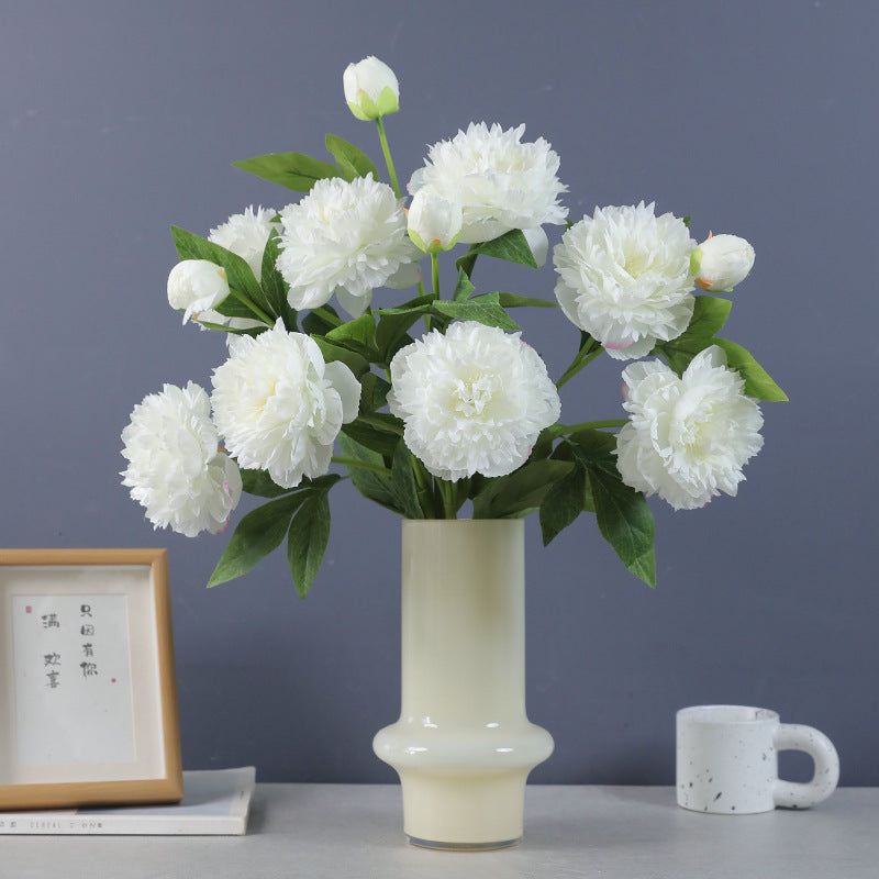 High-Quality Realistic Triple-Headed Peony Silk Flower Arrangement - Perfect for Home Décor, Weddings, and Special Events