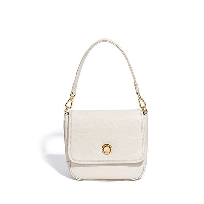 Chic Designer Pleated Tote Bag with Dual Shoulder Straps Quality Grain Leather Handbag Versatile Crossbody and Shoulder Style