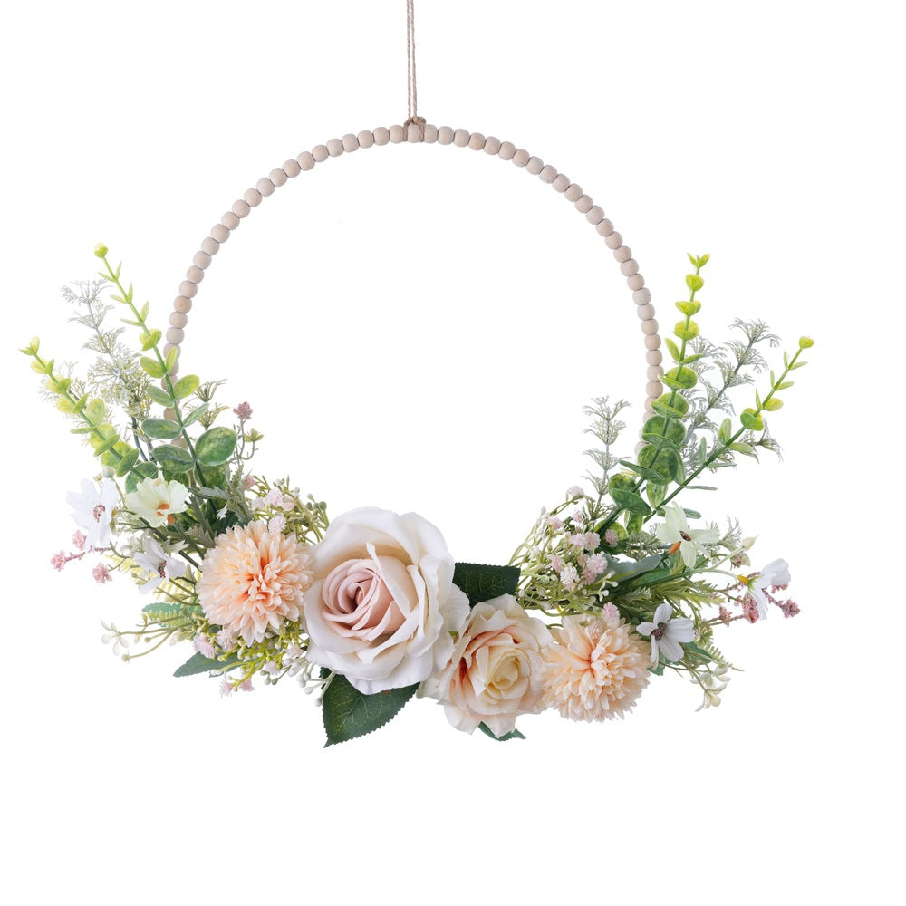 Charming Spring Fragrant Rose and Dandelion Wall Hanging – Stunning Faux Floral Wedding Bouquet and Elegant Home Décor (Model CF01417)