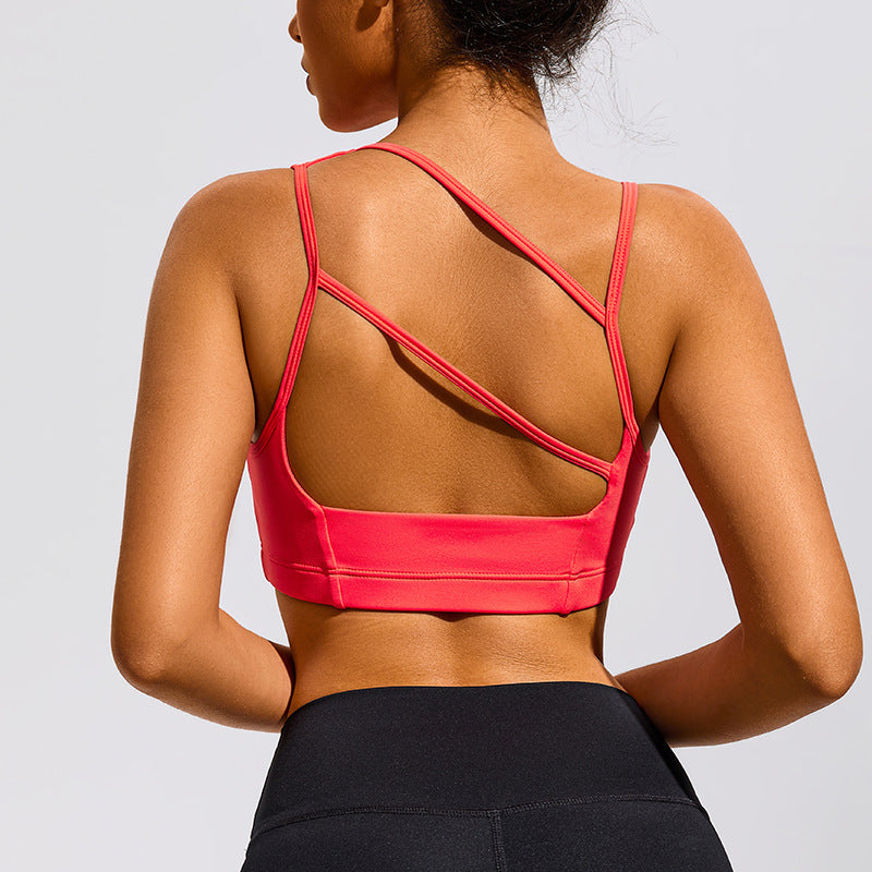 Chic Asymmetrical Sports Bra Yoga Top Quality Workout Clothing for Fitness Running and Dance