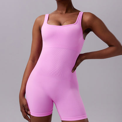 Seamless Knitted Backless Bodysuit Sculpting Full Body Activewear for Comfort and Performance in Outdoor Fitness and Yoga