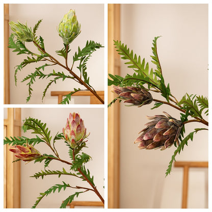 Stunning Dual-Headed Artichoke Flower Arrangement - Elegant Faux Floral Decor for Home and Wedding Celebrations | Realistic, Long-Lasting, and Versatile Design (MW25586)