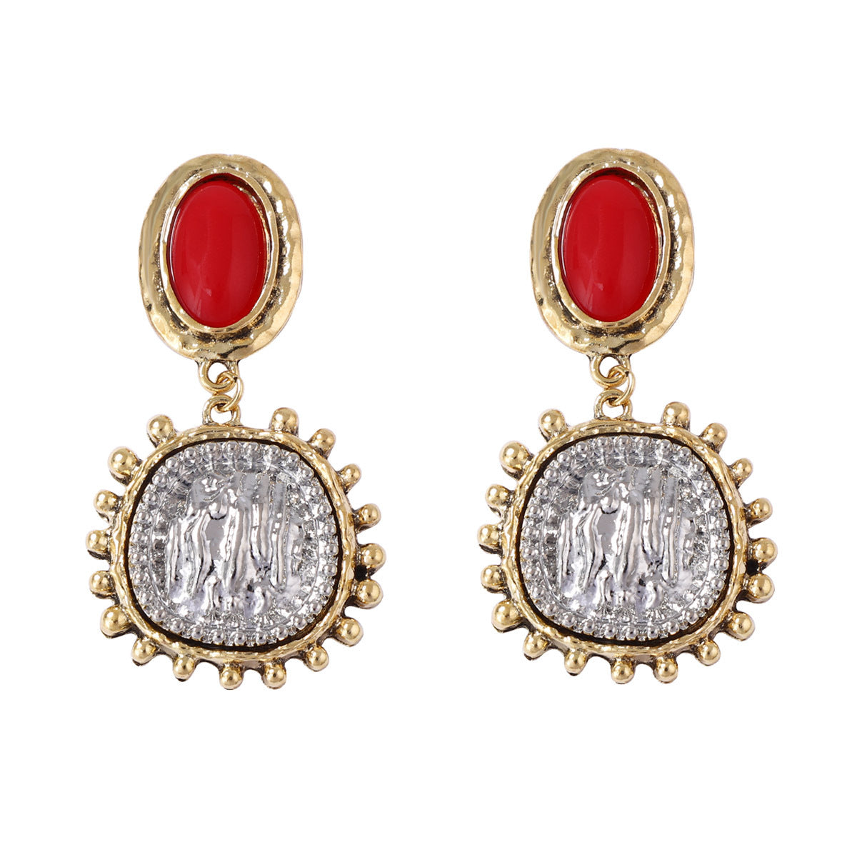 Chic Vintage-Inspired Alloy and Resin Geometric Drop Earrings - Perfect for Any Occasion, from Parties to Formal Events