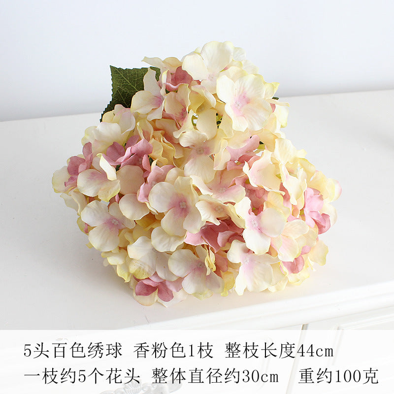 Elegant 5-Head Hydrangea Artificial Flowers - Realistic Silk Floral Arrangements for Weddings, Events, Hotels, and Home Decor