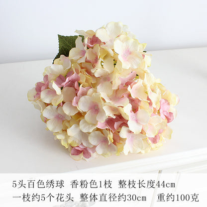 Elegant 5-Head Hydrangea Artificial Flowers - Realistic Silk Floral Arrangements for Weddings, Events, Hotels, and Home Decor