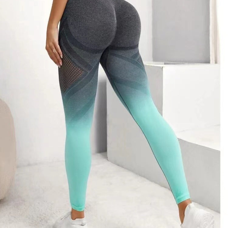 Seamless Hollow Gradient Peach Yoga Pants High Waisted Butt Lifting Leggings for Women for Gym Workout and Everyday Wear