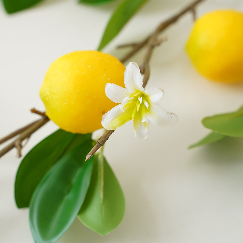 Artificial Lemon Branch - Fresh European Style Home and Hotel Decor, Perfect for Floral Arrangements and Photography Props, Realistic Faux Lemon Fruit Accent