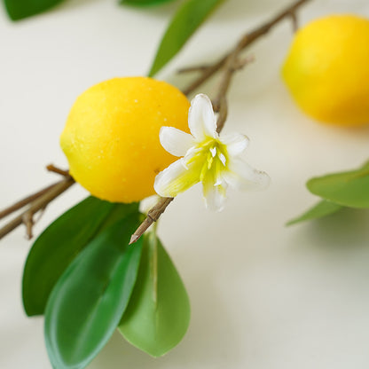 Artificial Lemon Branch - Fresh European Style Home and Hotel Decor, Perfect for Floral Arrangements and Photography Props, Realistic Faux Lemon Fruit Accent