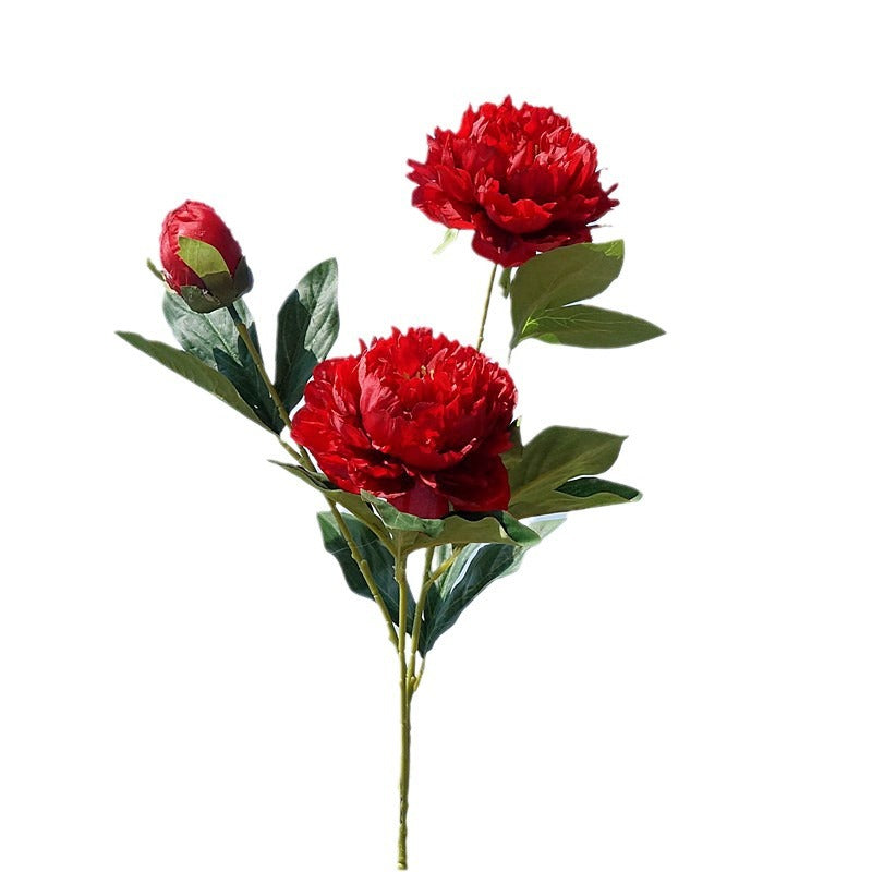 Realistic Artificial Peony Floral Arrangement - 3-Head Yang Fei Peony for Home Decor, Wedding Events, and Photography Styling