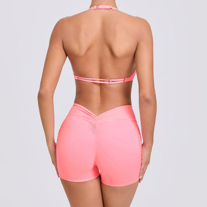 Summer Adjustable Quick Dry Tight Fitting Yoga Set with Beautiful Back Design Fitness Outfit for Running and Workouts