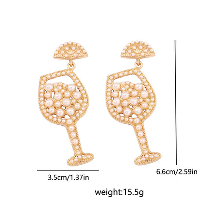 Chic Party Style Crystal-Embellished Pearl Drop Earrings - Creative Bottle Design for Trendy Women, Perfect for Gifting and Everyday Wear