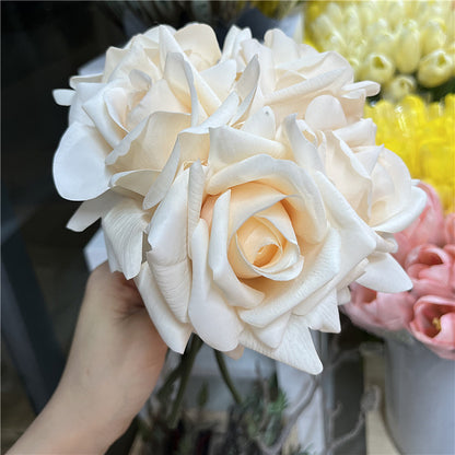 Luxurious Touch Realistic Moisturizing Silk Rose Bouquet for Weddings - Stunning Bride's Handheld Floral Arrangement for Home Décor and Table Centerpieces