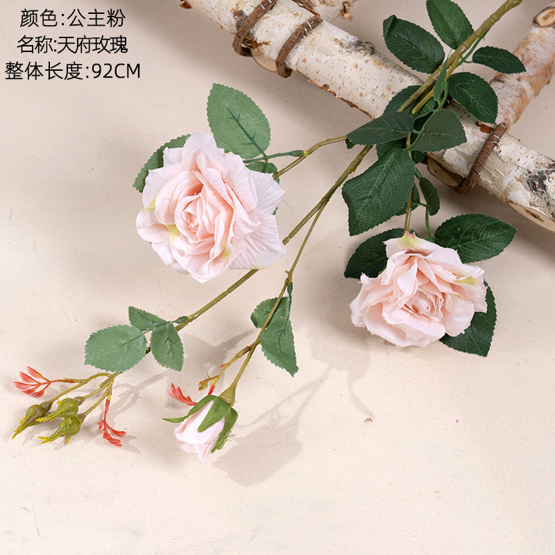 Realistic 3-Head Artificial Rose Bouquet for Wedding and Home Decor - Elegant Faux Floral Arrangement - Perfect for Events, Gift Giving, and Long-lasting Beauty MW19950