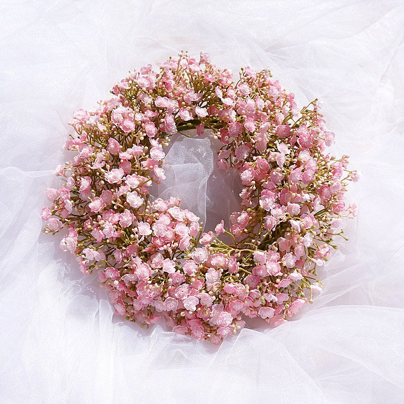 Luxurious Nordic-Inspired Faux Baby's Breath Flower Wreath - Elegant Home Decor for Weddings, Photography, and Door Displays