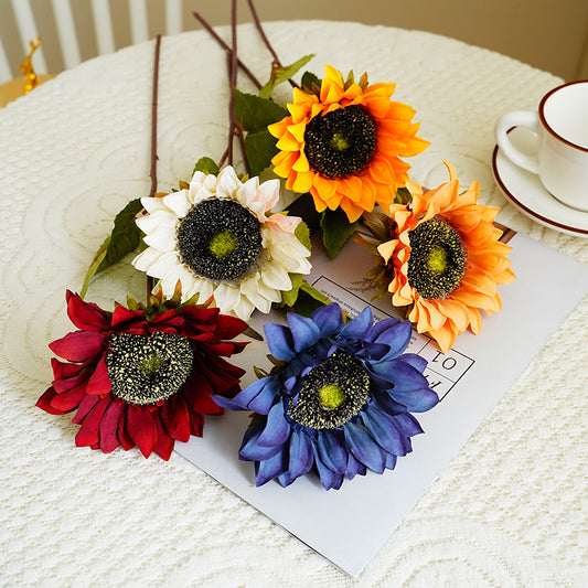 Elegant Faux Sunflower – Classic European Style Single Stalk Artificial Flower for Home Decor | Perfect for Weddings, Events, and Everyday Spaces