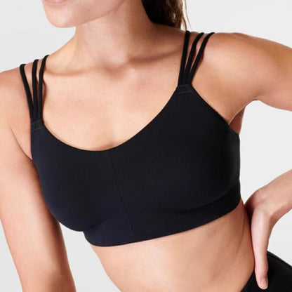 Women's Yoga Sports Bra with Three Adjustable Straps Back Design Push Up Padding for Support Ideal for Running and Active Wear