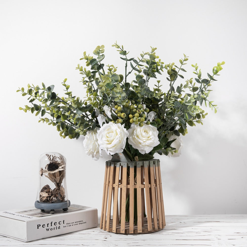 Elegant Handheld Floral Wall Decor with Artificial Roses and Eucalyptus – Perfect for Home Decor and Weddings (Model DY1-2300Y)