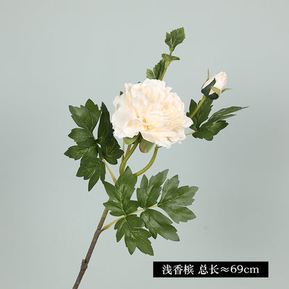 Realistic Faux Single-Stem Double-Headed Peony Flower for DIY Home Décor – Perfect for Living Rooms, Entryways, and Window Displays |  Silk Floral Arrangement