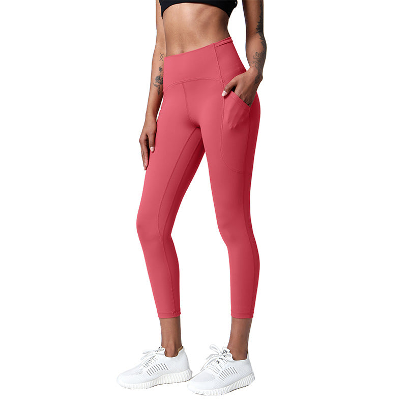 High Waisted Women's Yoga Pants Tummy Control Butt Lifting 9 10 Length Fitness Leggings for a Flattering Peach Shape