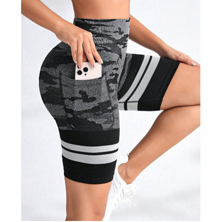 High Waisted Seamless Camouflage Striped Leggings for Women Moisture Wicking Butt Lifting and Sculpting Fit for Comfort During Workouts