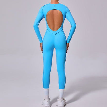 Women's Full Body Yoga Jumpsuit with Open Back Long Sleeve High Performance Leggings for Winter Workouts Comfortable and Supportive Activewear