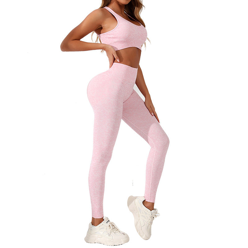 Camouflage Yoga Set for Women Print Yoga Outfit with Open Back Sports Bra and Peach Lift Leggings for Comfort and Performance