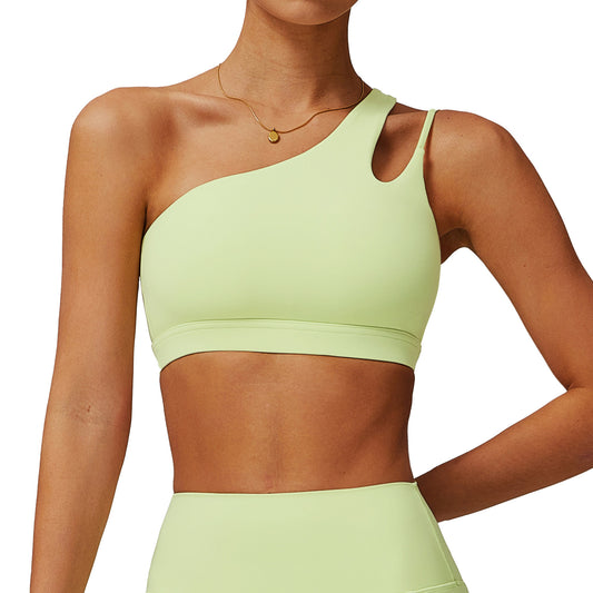 Asymmetrical One Shoulder Yoga Sports Bra with Stunning Back Design Adjustable Strap Running Fitness Tank Top for Comfort and Style Model 6425