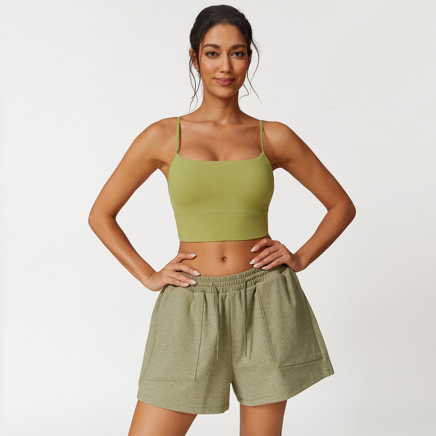 Cozy Brushed Fabric Loose Fit Casual Short Sleeve Set with Sports Bra 4 Piece Yoga Outfit for Comfort and Flexibility