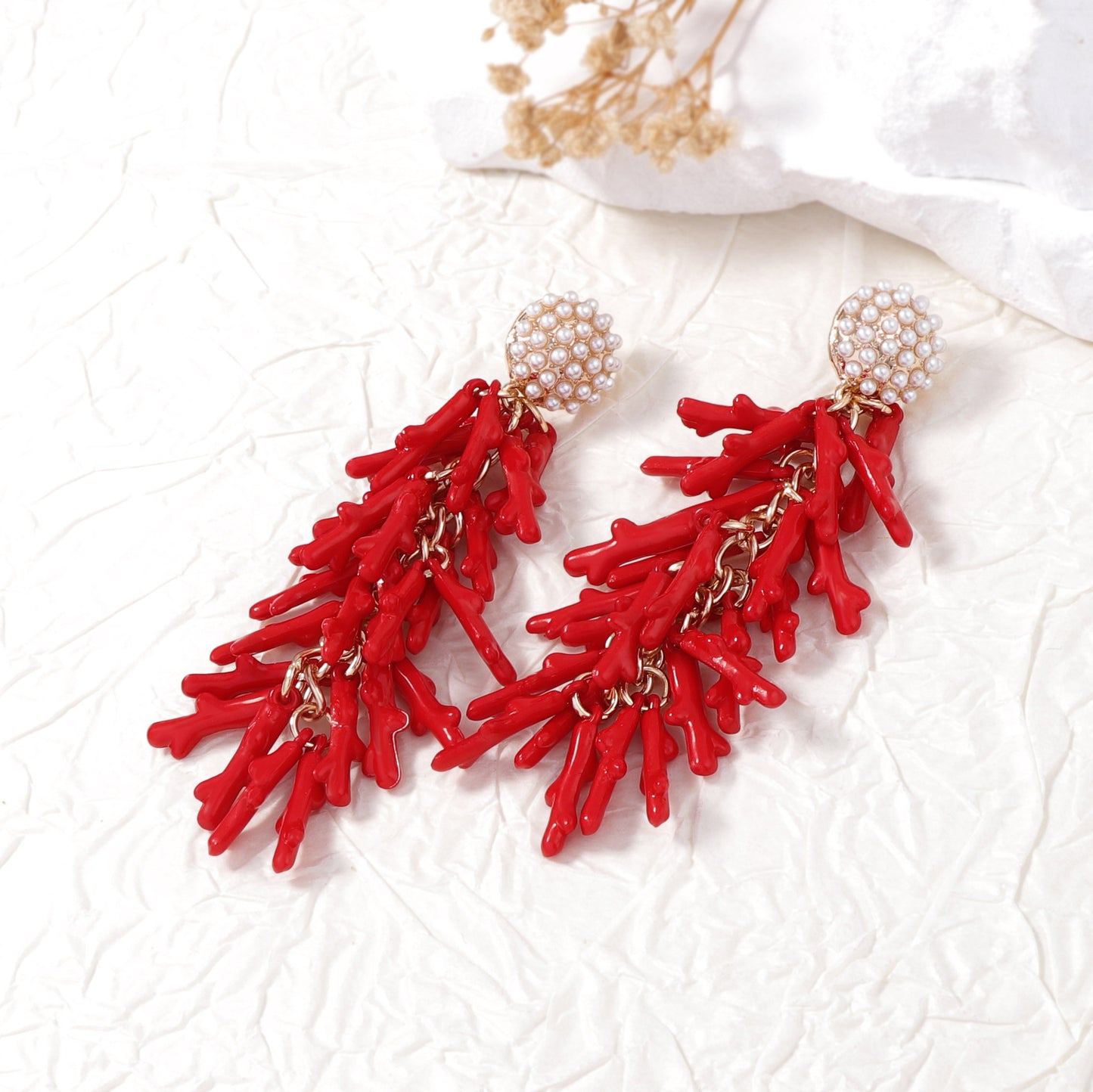 Unique Creative Design Enamel Ocean-Inspired Pendant Earrings with Micro Inlaid Imitation Pearls in Durable Alloy - Perfect for Individuality and Style