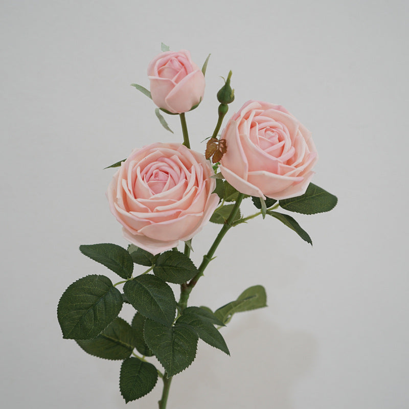 Touch Realistic Hydrating 3-Head Sweetheart Rose Home Decor Flower Arrangement - Perfect for Photography Props & Elegant Interior Decoration