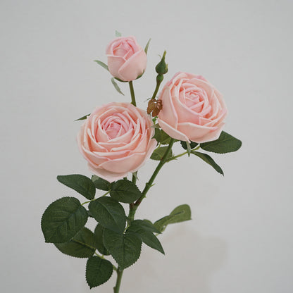 Touch Realistic Hydrating 3-Head Sweetheart Rose Home Decor Flower Arrangement - Perfect for Photography Props & Elegant Interior Decoration