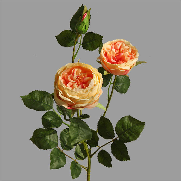 Realistic Artificial Flowers - Romantic and Minimalist Home Decor for Living Rooms and Dining Tables - 3-Head Soft Touch Happy Roses for Photography Props