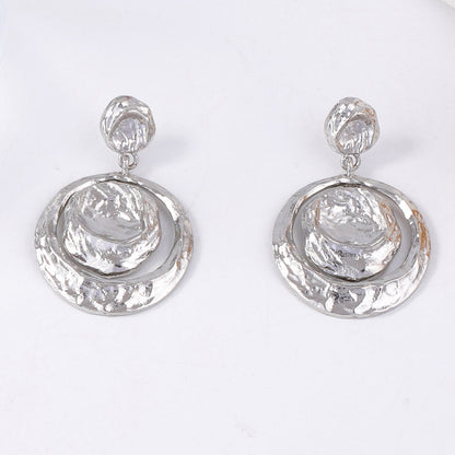 Chic Vintage-Inspired Geometric Hammered Textured Round Dangle Earrings - Effortlessly Stylish and Versatile for Every Occasion