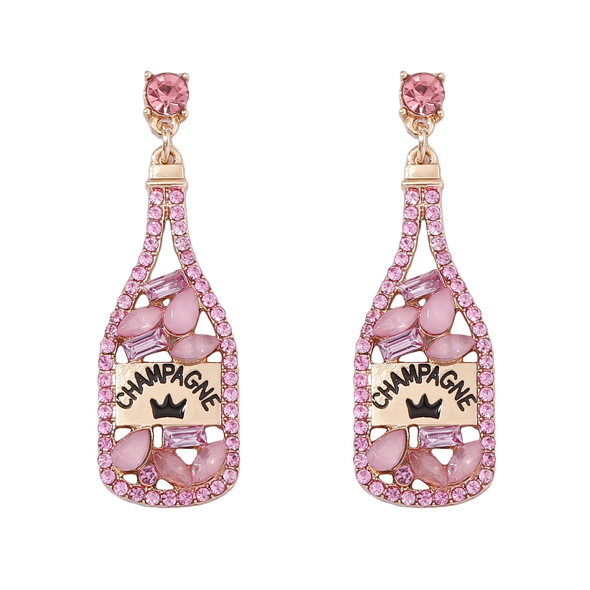 Personalized Element-Inspired Rhinestone Letter Bottle Charm Earrings for Women – Trendy and Unique Fashion Statement