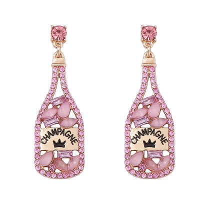 Personalized Element-Inspired Rhinestone Letter Bottle Charm Earrings for Women – Trendy and Unique Fashion Statement