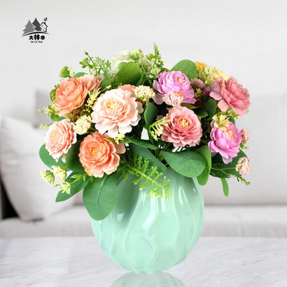 Stunning 7-Head Artificial Peony and Hydrangea Bouquet – Perfect for Elegant European Wedding Decor, Living Room Embellishments, and Lasting Floral Arrangements