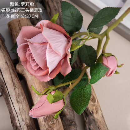 Luxury Velvet Simulated Rose - Elegant Faux Floral Arrangement for Weddings & Home Décor – Perfect Silk Flower Decoration MW03334