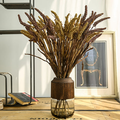 Realistic Fake Flowers for Home Decor - Perfect for Airbnb Photography Props, Living Room and Dining Room Accents - 6-Stem Sorghum Millet Arrangement