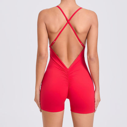 Quick Dry Sports Bodysuit with Racerback Design Ideal for Running Fitness and Yoga Women's Compression Jumpsuit 43014