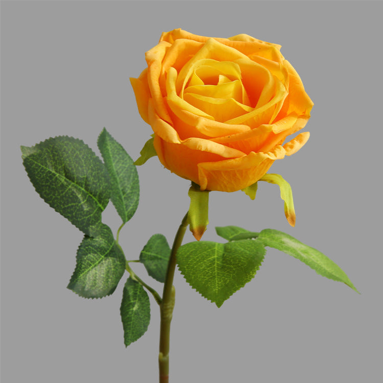 Single Artificial Moisturizing Rolled-edge Rose Bouquet for Elegant Home Decor, Photography Props, and Indoor Arrangements - Perfect for Captivating Decor