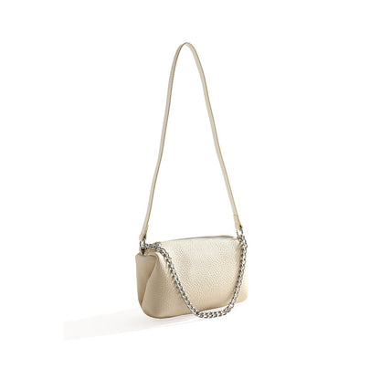 Genuine Leather Women's Round Cylinder Bag with Zipper Unique Design Chain Handle Versatile Shoulder Bag Elevate Your Fashion Game