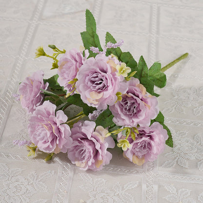 Stunning 7-Head Foam Peony & Rose Bouquet - Realistic Artificial Flowers for Home Decor, Weddings, and Photography Backdrops